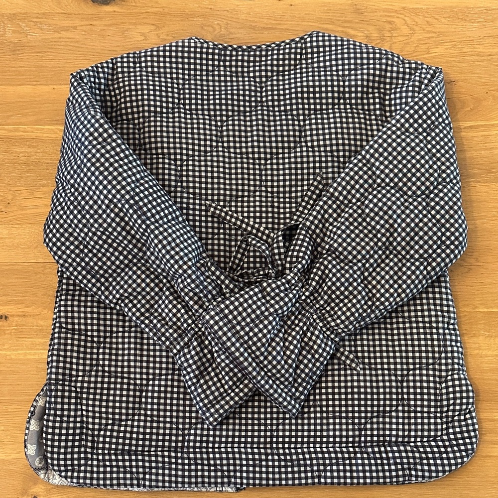 NWOT Damson Madder Navy Checkered Reversible Women's Jacket - Picture 7 of 10